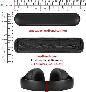 Geekria Hook and Loop Headband Cover + Headband Pad Set/Headband Protector with Zipper/Diy Installation No Tool Needed, Compatible with Bose Beats JBL ATH Hyperx Skullcandy Headphones (Black)