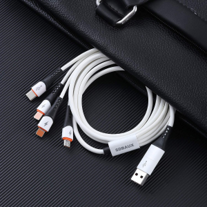 SDBAUX USB a to USB C Multi Charger Cable,4 in 1 Dual Phone/Type C/Micro Port,3A Fast Charging Compatible with Most Mobile Phones and Electronic Devices Tablets