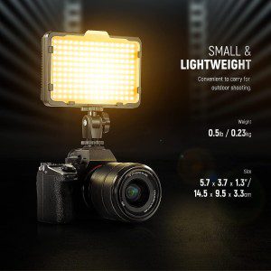 Neewer Dimmable 176 LED Video Light 5600K on Camera Light Panel with 2600Mah Battery and USB Charger for Canon, Nikon, Pentax, Panasonic, Sony, and Other Digital SLR Cameras for Photography