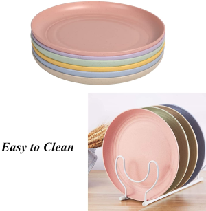 WANBY Lightweight Wheat Straw Plates Unbreakable Dinner Dishes Plates Set Dishwasher & Microwave Safe (Small 6 Pack 5.9′)