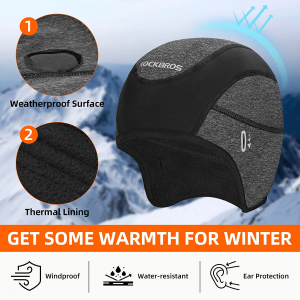 ROCKBROS Men’S Winter Cycling Skull Cap Helmet Liner Windproof Warm Fleece Thermal Hat