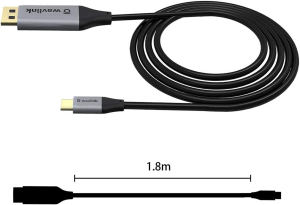 WAVLINK USB C to DP Cable, USB C to Displayport Converter 4K 60Hz Video with Type C/F Interface Computer/Notebook and More-Dp1.2 Version/1.8M (5.9 Feet)