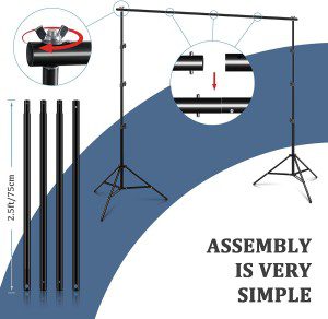 Backdrop Stand, Heorryn 8.5 X 10Ft Background Stand Adjustable Photography Muslin Background Support System Stand for Photo Video Studio