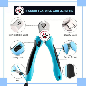 PAWFECTION PARADISE Dog Nail Clippers with Nail Filer Stainless Steel Pet Nail Clippers and Slip Resistance Trimmers for Medium and Large Dogs with Safety Guard to Avoid Over-Cutting Professional Grooming Tool for Dog Cats