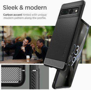 SPIGEN Rugged Armor Case Designed for Google Pixel 7 Pro (2022) Resilient Ultra Soft Cover – Black