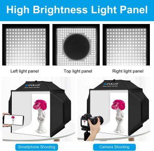 Photo Soft Lightbox,Puluz Photo Lightbox 40Cm Protable Studio Light Tent Softbox Photography Box Lightbox Lighting Kit with 480 LED Lights / 4 Color Backdrops for Jewellery Photography Props