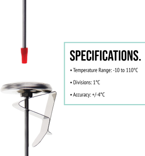 Frothy Milk Thermometer with 175Mm Stainless Steel Probe and Clip Barista Coffee