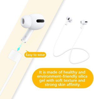T Tersely 2 Pack Magnetic Strap Compatible with Airpods 1/2/3, for Airpods Pro 1/2, Silicone Anti-Lost Wire Cable Connector Sports Neckband (White)