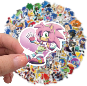 Sonic Stickers,100 PCS Anime Game Sonic the Hedgehog Graffiti Vinyl Waterproof Decals for Water Bottles Computer Bicycle Skateboard Luggage Phone Pad Laptop Kids Teens Stickers Pack