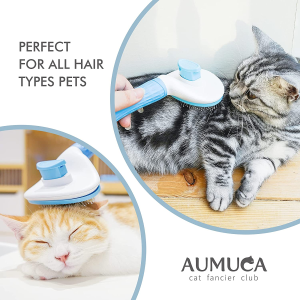 Aumuca Self-Cleaning Cat Brush for Long or Short Hair – Effective Grooming and Shedding Tool