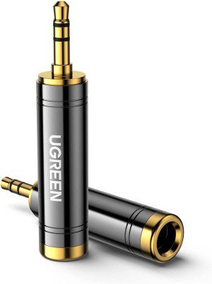 UGREEN 3.5Mm to 1/4 Adapter 2 Pack 3.5Mm 1/8 Male to 6.35Mm Female Audio Jack Plug Converter Headphone Adapter for Speaker Headphone, Guitar, Digital Piano