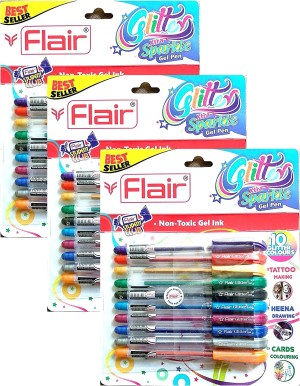 (1, Multi Colours) – Xtra Sparkle Glitter Gel 10 Colours Xtra Sparkle Gel Pen by Flair