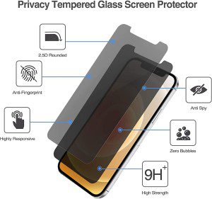 [2 Pack] Procase Privacy Screen Protector for Iphone 12 & Iphone 12 Pro 6.1” 2020, Anti-Spying Tempered Glass Screen Film Guard, Anti-Scratch Screen Protector