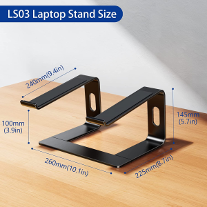 BESIGN LS03 Aluminum Laptop Stand, Ergonomic Detachable Computer Stand, Riser Holder Notebook Stand Compatible with Air, Pro, Dell, HP, Lenovo More 10-15.6″ Laptops, Black