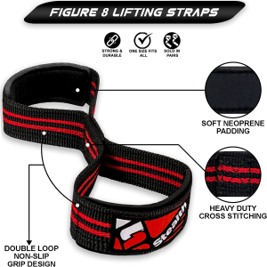 Stealth Sports Figure 8 Lifting Straps –Padded Lifting Straps – Weight Lifting Straps for Extra Grip – Premium Nylon Deadlift Straps – Wrist Support for Training Workout Weightlifting Gym Straps