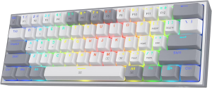 Redragon K617 Fizz 60% Wired RGB Gaming Keyboard, 61 Keys Compact Mechanical Keyboard W/White and Grey Color Keycaps, Linear Red Switch, Pro Driver/Software Supported