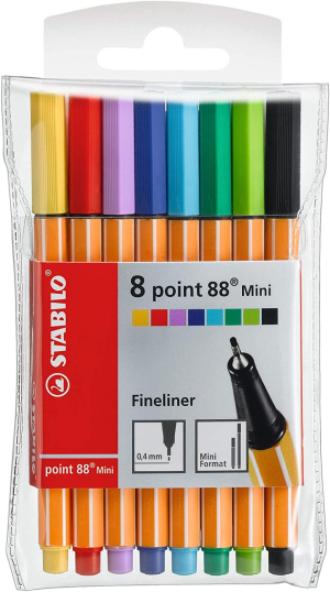 STABILO Point 88 Fineliner – Wallet of 15 Assorted Colours Incl 5 Neon Colours