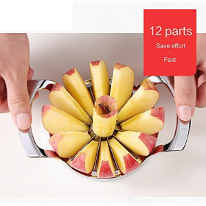 FEITA Stainless Steel Apple Slicer and Corer 12 Blades Food Grade 304 Extra Large Heavy Duty Apple Cutter Divider up to 4 Inch Apples