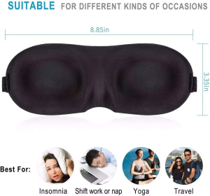 LIFEWAY Sleep Mask Eye Mask for Men Women – 3D Sleep Mask Eye Mask with Ear Plug and Travel Pouch – Best Night Blindfold for Travel, Spa, Naps, Airplane, Meditation (Black)