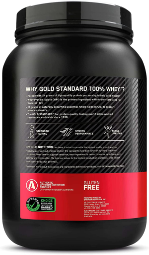 OPTIMUM NUTRITION Gold Standard 100% Whey Protein Powder, Vanilla Ice Cream, 909G