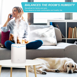 SPURUPS Humidifiers for Bedroom, 2L Cool Mist Humidifier for Bedroom, USB Portable Desk Humidifier, Quiet Ultrasonic Humidifier with 2 Mist Modes and 7-Color Light, Auto Shut-Off, for Travel & Home.