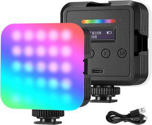 NEEWER Magnetic RGB Video Light, 360° Full Color RGB61 LED Camera Light with 3 Cold Shoe Mounts/Cri 97+/20 Scene Modes/2500K-8500K/2000Mah Rechargeable Portable Photography Selfie Light