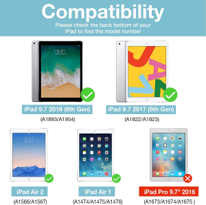 Procase Ipad 9.7 Inch Case Ipad 6Th 5Th Generation Cases, Ipad Air 2, Ipad Air Case, Slim Soft TPU Cover Stand Smart Case for Ipad 9.7 2018 2017 Model Ipad Air 2 Air 1 -Teal