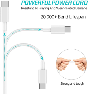 96W USB C Charger for Mac-Book Pro 2021-2018, New Mac-Book Air, Ipad Pro, USBC, Type C Lenovo, HP, Dell Laptop Power Adapter Supply, LED, 6.6Ft 5A USB C to C Charging Cable