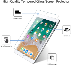 Procase Ipad 9.7 Screen Protector 2018/2017, Tempered Glass Screen Film for Ipad 9.7 Inch 2018 2017,Ipad Pro 9.7, Ipad Air 2 / Ipad Air -2 Pack