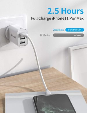 USB Charger 3 Ports USB Wall Plug 15W/3.1A AC Portable AU Mains Power Adapter Charger for Iphone 12/11/XS/XR, Huawei P30 P20, Samsung Galaxy Note S9 Tablette Et Plus