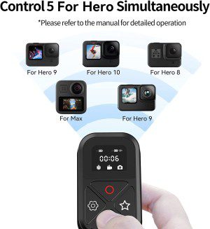 TELESIN T10 Bluetooth Remote Control for Gopro Hero 11 Hero 10 Hero 9 Hero 8 Gopro Max Cellphone, Life Waterproof Camera Controller with Hand Strap for Go Pro 11 10 9 8 Iphone Android Fast Shooting