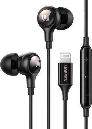 UGREEN Wired Headphones Mfi Certified Lightning Earbuds with Microphone and Volume Control Noise Cancelling Hifi Stereo in Ear Earbuds Compatible with Iphone 14 Pro Max/14 plus 13 Pro Max 12 11