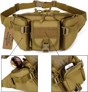 Arcenciel Water Resistant Tactical Waist Pack Bag Military Fanny Packs Hip Belt Bag Pouch for Hiking Climbing Outdoor Bumbag