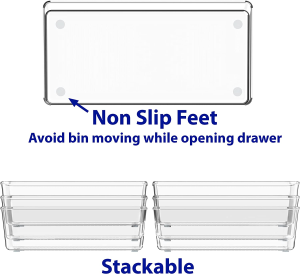 Simplehouseware Drawer Organizer Desk Office Organizers Bin, 6-Pack (8.3 Cm X 15.5 Cm Ea.)