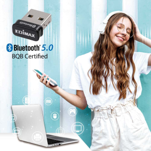 [BQB Certified] EDIMAX Bluetooth BT 5.0 EDR Nano USB Dongle, Fast Transfer, Bluetooth Headphones Headset Speakers Keyboard Mouse, Win8/10, Linux: 2.6.32-5.3 (Fedora & Ubuntu Only), BT-8500