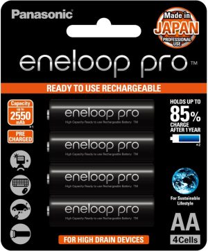 Panasonic Eneloop Pro AA Pre-Charged Rechargeable Batteries, 8-Pack (BK-3HCCE/8BT)