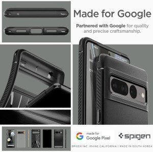 SPIGEN Rugged Armor Case Designed for Google Pixel 7 Pro (2022) Resilient Ultra Soft Cover – Black