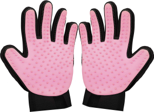 Zenify Cat Hair Remover Grooming Glove Mitt for Deshedding Fur from Cats, Kittens, Rabbits, Guinea Pigs (Light Pink – Right Handed)