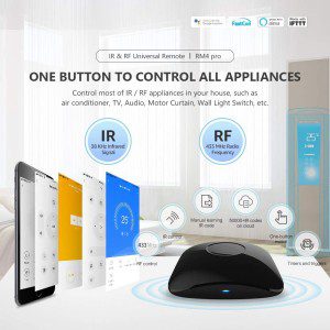 Broadlink RM4 Pro IR and RF Universal Remote, All in One Hub Code Learning Wifi Remote Control for Smart Home and Entertainment Devices TV, STB, AC, Curtain Motor, Compatible with Alexa