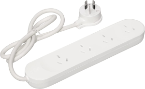 HPM Standard 4 Outlet Powerboard White & Bostik Blu Tack 75 G, 1 Pack, Blue/Gray