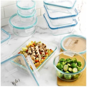 Snapware Pure Pyrex 18-Piece Glass Food Storage Set, 2.6, Clear