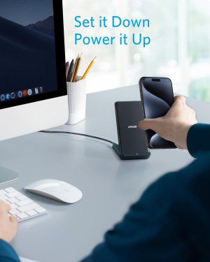 Anker Fast Wireless Charger, 10W Wireless Charging Stand, Qi-Certified, Compatible Iphone Xr/Xs Max/Xs/X/8/8 Plus, Fast-Charging Galaxy S9/S9+/S8/S8+/Note 9 and More, Powerwave Stand (No AC Adapter)