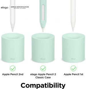 Elago Pencil Stand Compatible with Apple Pencil 2Nd, 1St Generation and Any Tablet Stylus with or without Pencil Case or Sleeve, Durable Silicone Stand, Desk Organization, Tip Protection (Mint)