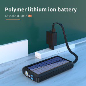 Solar Power Bank 30000Mah Built-In Type-C&Micro 3 Output Cables and 1 USB Input Cable, with 2 Input and 2 Output Ports, Wireless Charger Solar Charger for Iphone, Ipad, Samsung, Google, Game Console