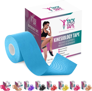 TACK TAPE Kinesiology Sports Tape with Gym Bag – Water & Sweat Resistant Therapeutic Tape for Performance Fitness Athletes, Protect & Assist Motion, Injury Recovery – Ebook Included (Large Box (3 Rolls), Purple)