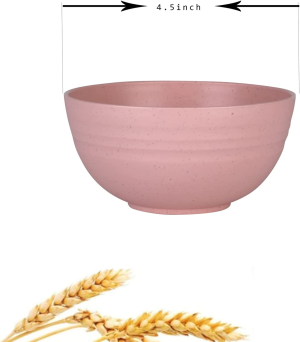 WANBY Lightweight Wheat Straw Cereal Bowls Unbreakable Dinner Dishes Bowl Set Dishwasher & Microwave Safe (Small 4 Pack 4.5′)