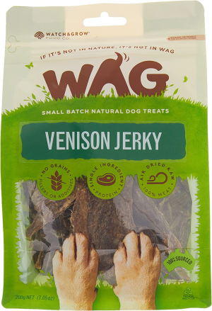 Venison Jerky 200G, Grain Free Hypoallergenic Natural New Zealand Made Dog Treat Chew, & Breeds