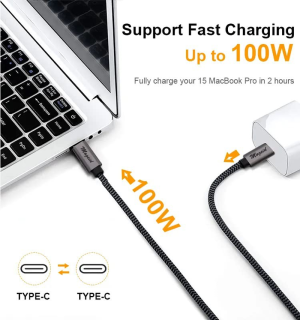 USB-C to USB-C Cable, USB Type C 100W Cable Fast USB Cable PD QC 3.0 for Carregador Type C