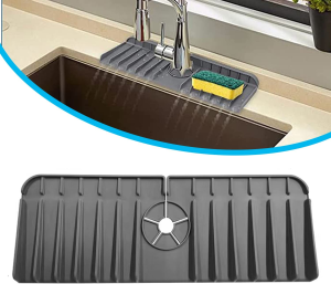 Taicols Kitchen Sink Faucet Mat, Sinkmat Backsplash Guard, Sink Drain Pad behind Faucet, Bathroom Faucet Protector Mat, Drip Protector Splashback Countertop Protection Faucet Handle Drip Catcher