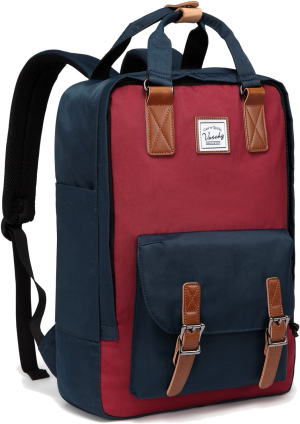 School Backpack for Women,Vaschy Unisex Vintage Water Resistant Casual Daypack Laptop Backpack Rucksack Bookbag for Travel/Business/College Fits 15.6 Inch Laptop Burgundy